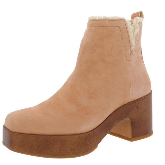 Size 10M - VINCE CAMUTO Rafella Zipper Faux Fur Lined Ankle Bootie Tan Camel NEW - Picture 1 of 3